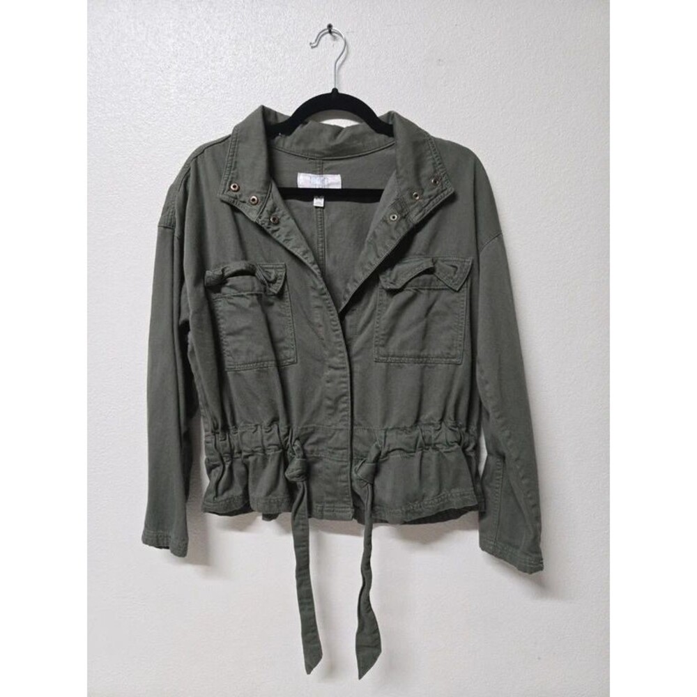 Time and Tru Olive Green Cropped Drawstring Utility Jacket - Size M (8-10)